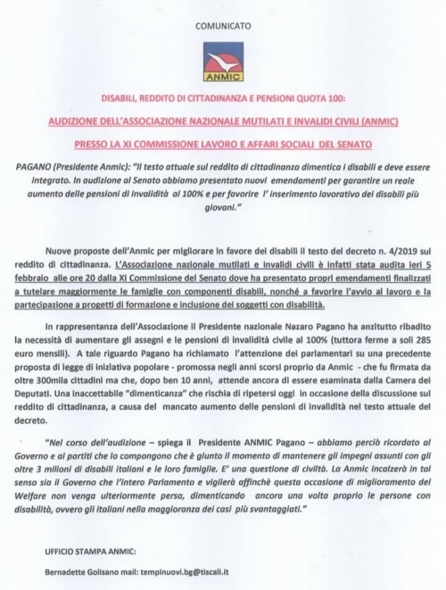 ANMIC: audizione presso l’XI Commissione Lavoro e Affari sociali del Senato. - A. N. M. I. C.