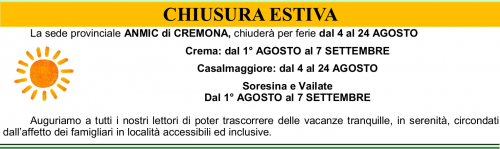 Chiusura estiva - A. N. M. I. C.