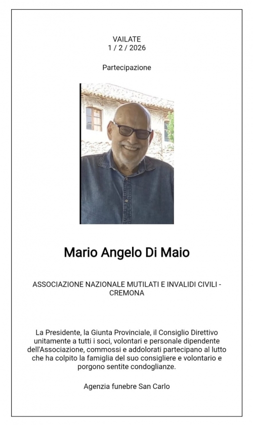 Sede Provinciale Cremona ANMIC in lutto - A. N. M. I. C.